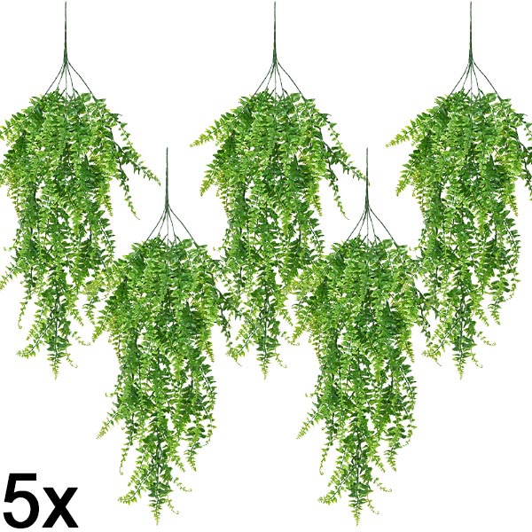 5x Umělá závěsná kapradina (80 cm) | FERNY