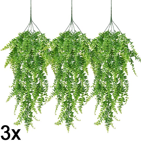 3x Umělá závěsná kapradina (80 cm) | FERNY